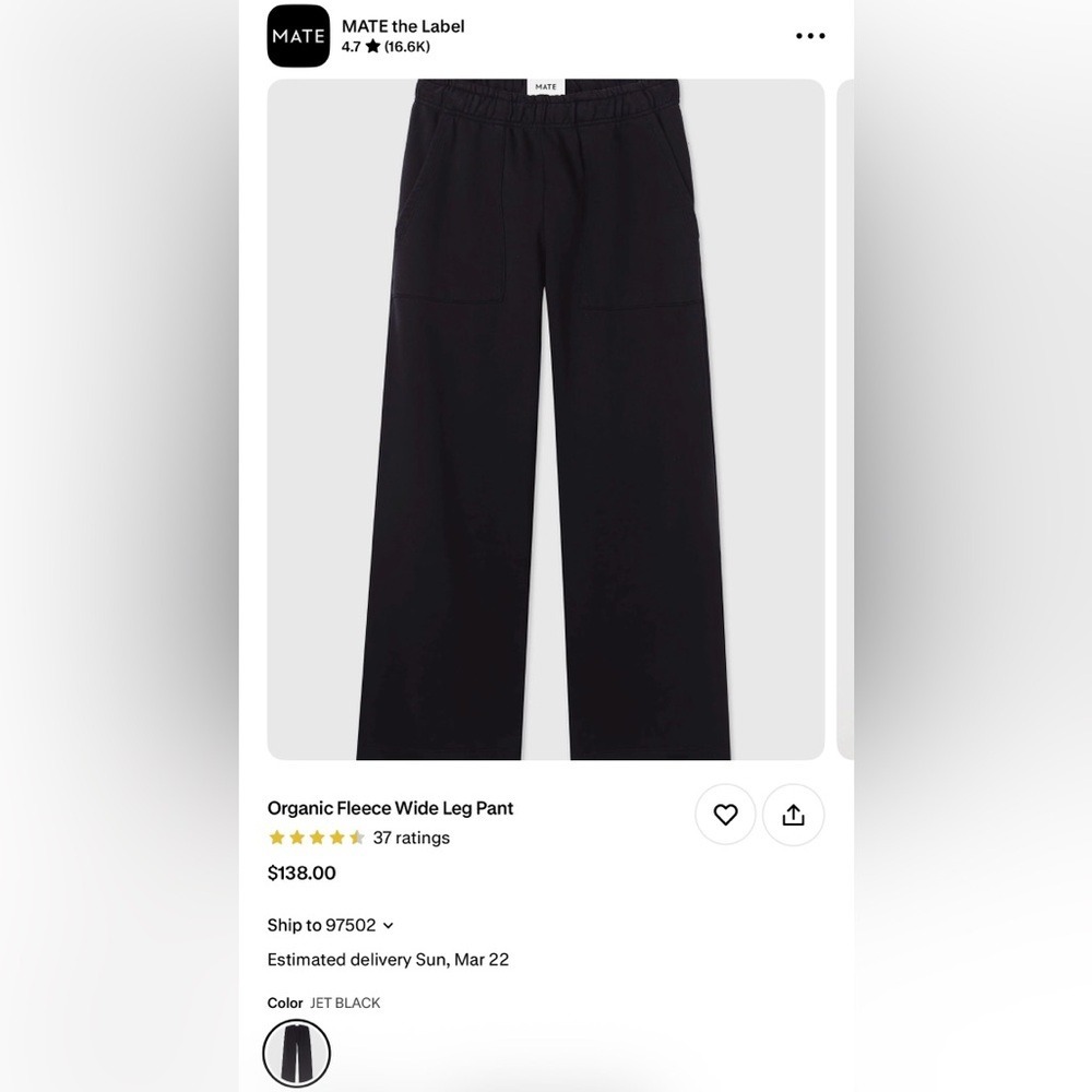 Mate the label brand - Black Wide Leg Pants L - Picture 2 of 9